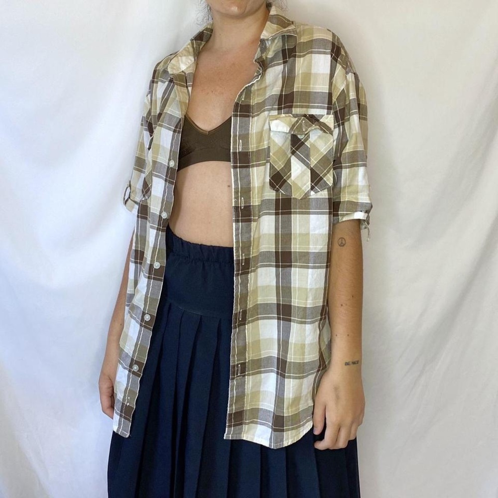 HANG TEN brown checkered button down